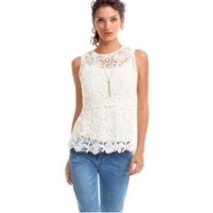 CAbi #800 Needle Lace Shell Peplum Top  Medium